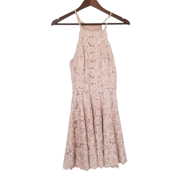 Tularosa Cyrus Lace Dress Pale Blush Fit And Flare Halter Neck Mini Size Small - Picture 11 of 13
